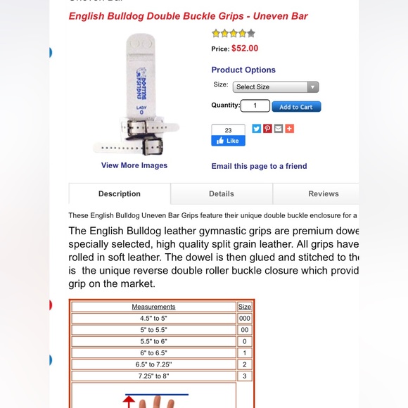 English Bulldog Other New English Bulldog Gymnastic Grips Size